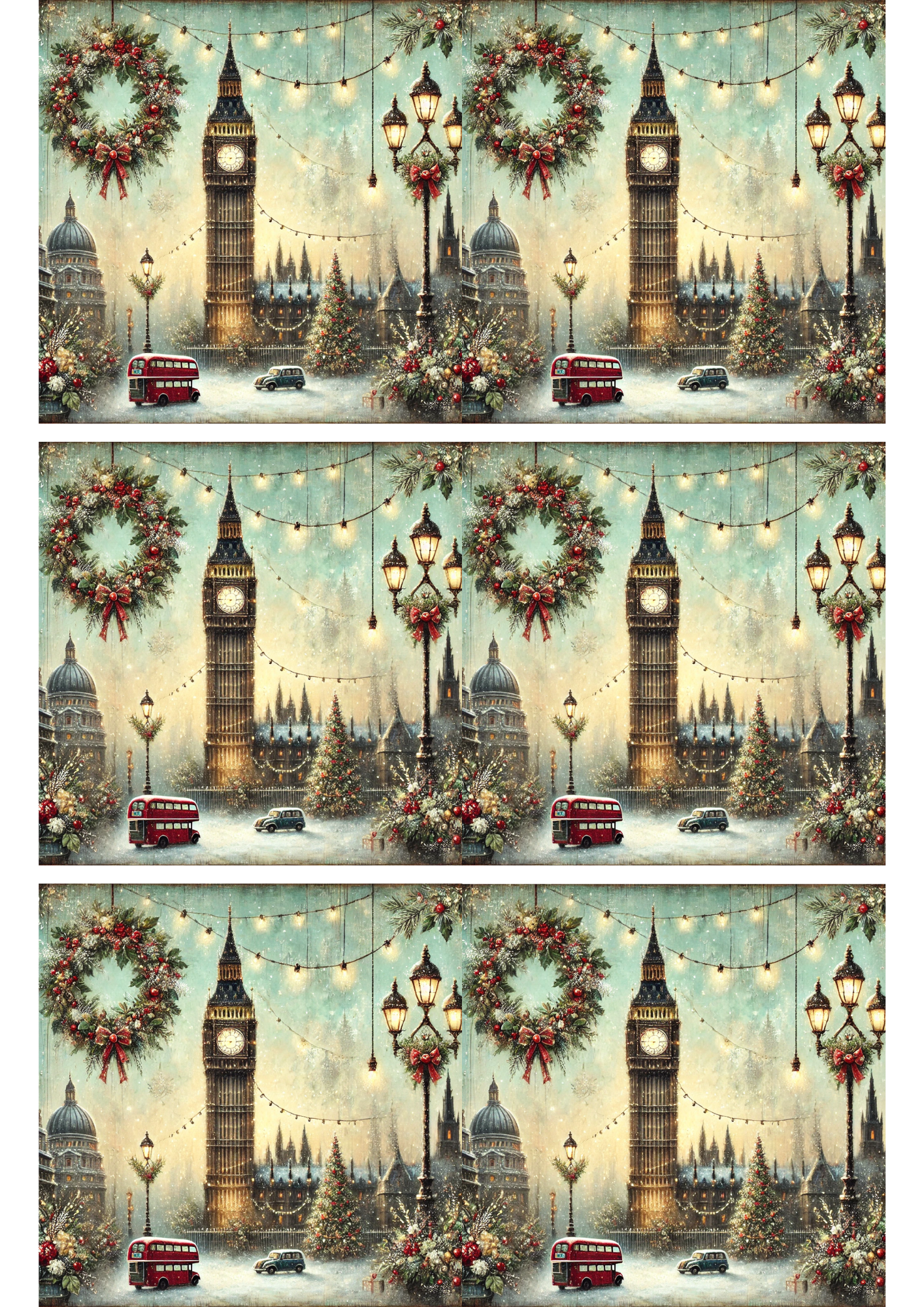 Rice Paper For Decoupage Big Ben Christmas Time Collage Cat. No. 2801