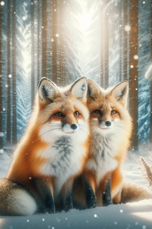 Rice Paper for Decoupage Foxes in Winter Full Cat. No. 534