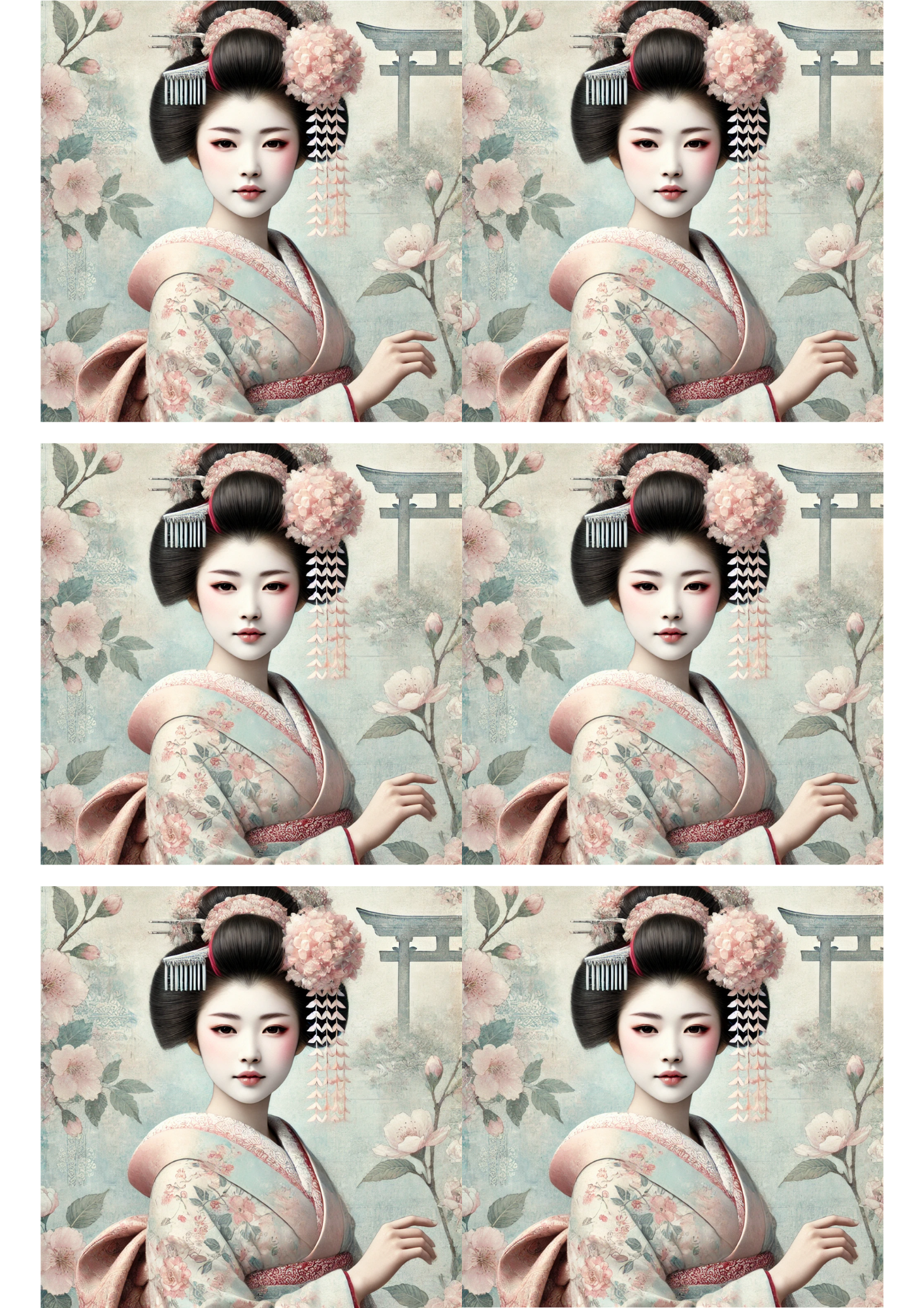 Reispapier für Decoupage Geisha Schabby Chic Collage Kat. Nr. 2991