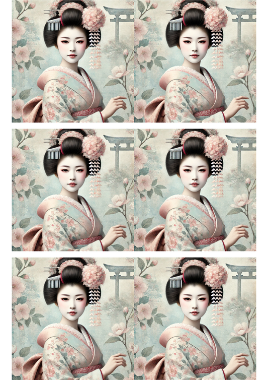 Reispapier für Decoupage Geisha Schabby Chic Collage Kat. Nr. 2991