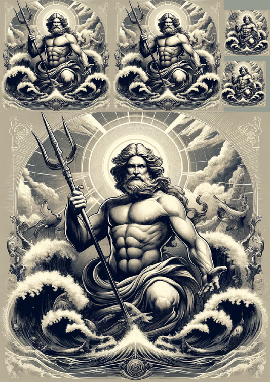 Reispapier für Decoupage Poseidon Collage Kat. Nr. 955