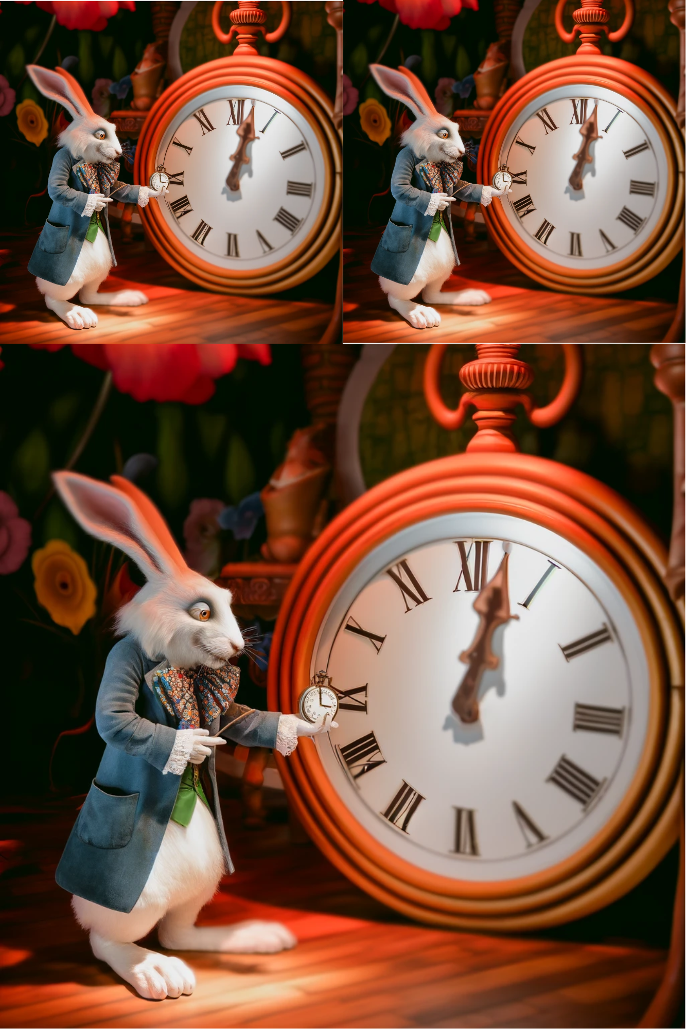 Reispapier für Decoupage Alice im Wunderland Hasenuhr Kat. Nr. 86