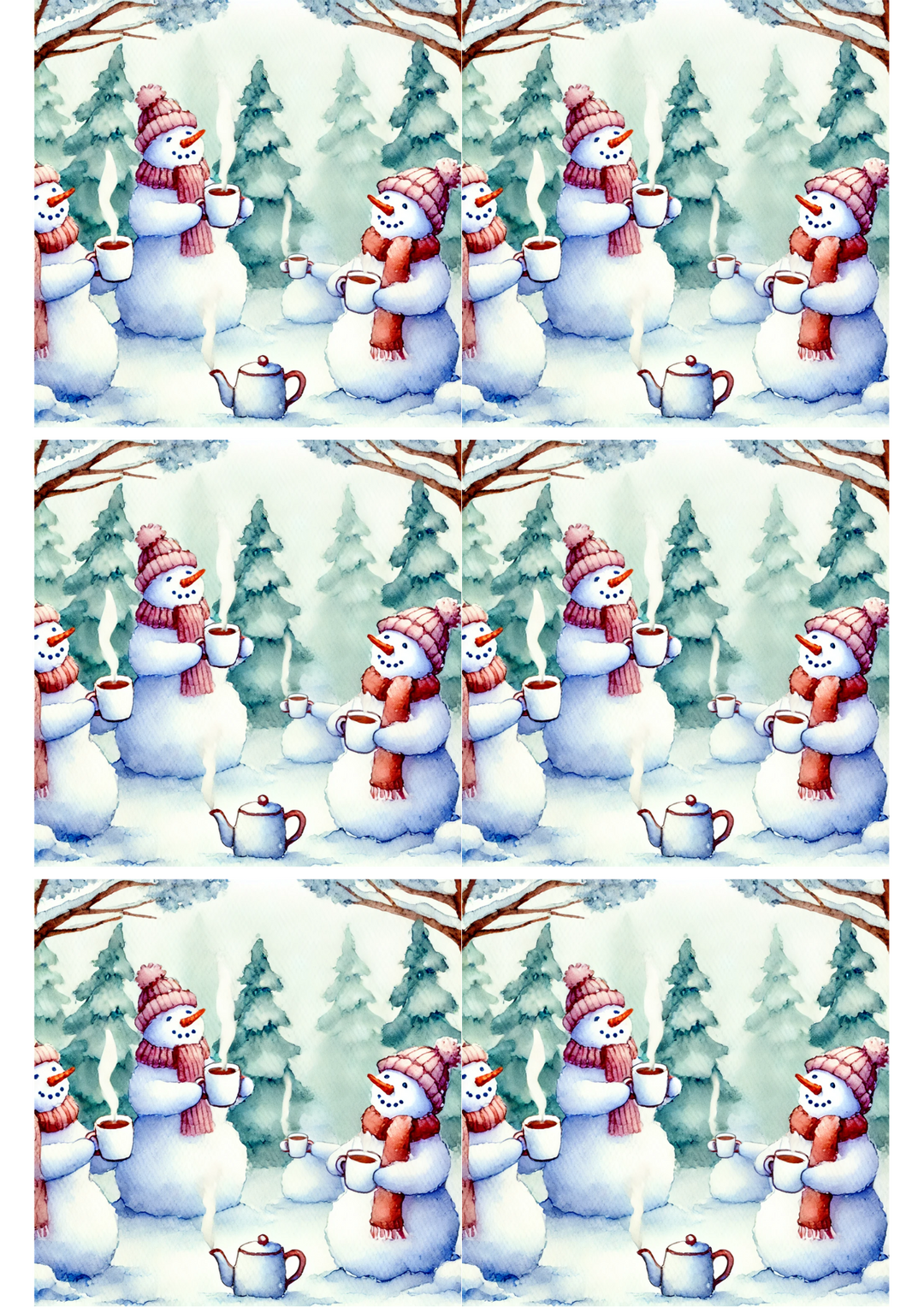 Reispapier für Decoupage-Collage „Schneemänner trinken Tee“ Kat. Nr. 1740