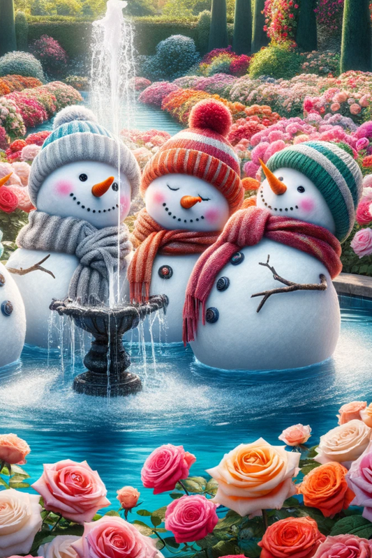 Rice Paper for Decoupage Snowmen in a Fountain Full Cat. No. 404