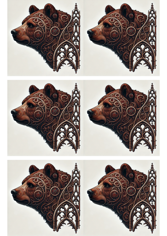 Reispapier für Decoupage-Bär-Collage im Gothic-Stil, Kat.-Nr. 1698