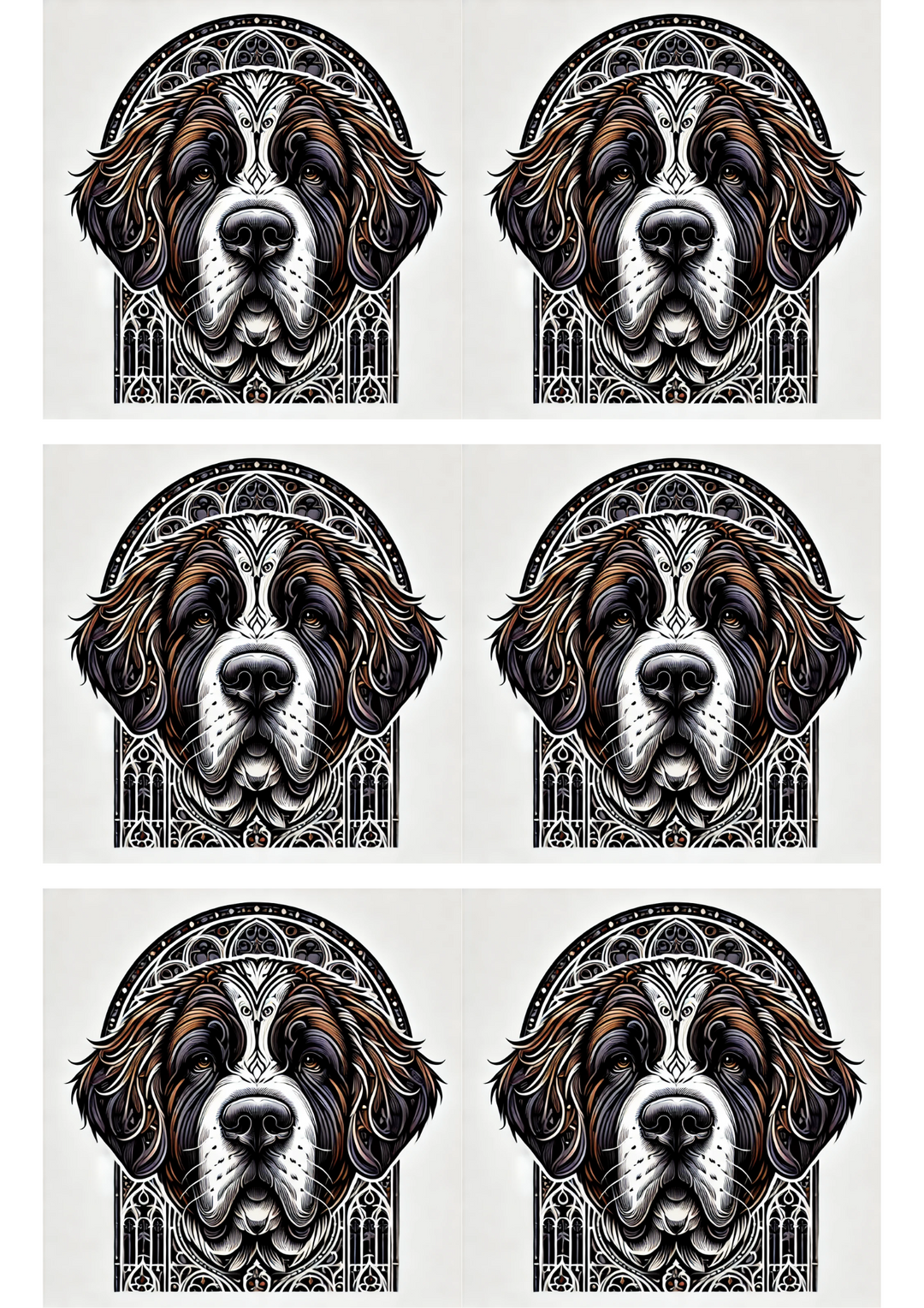 Rice Paper for Decoupage Saint Bernard Dog Gothic Style Collage Cat. No. 1708