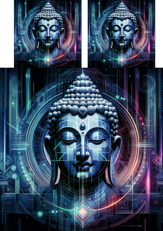 Reispapier für Decoupage Buddha Futuristische Katze Nr. 84