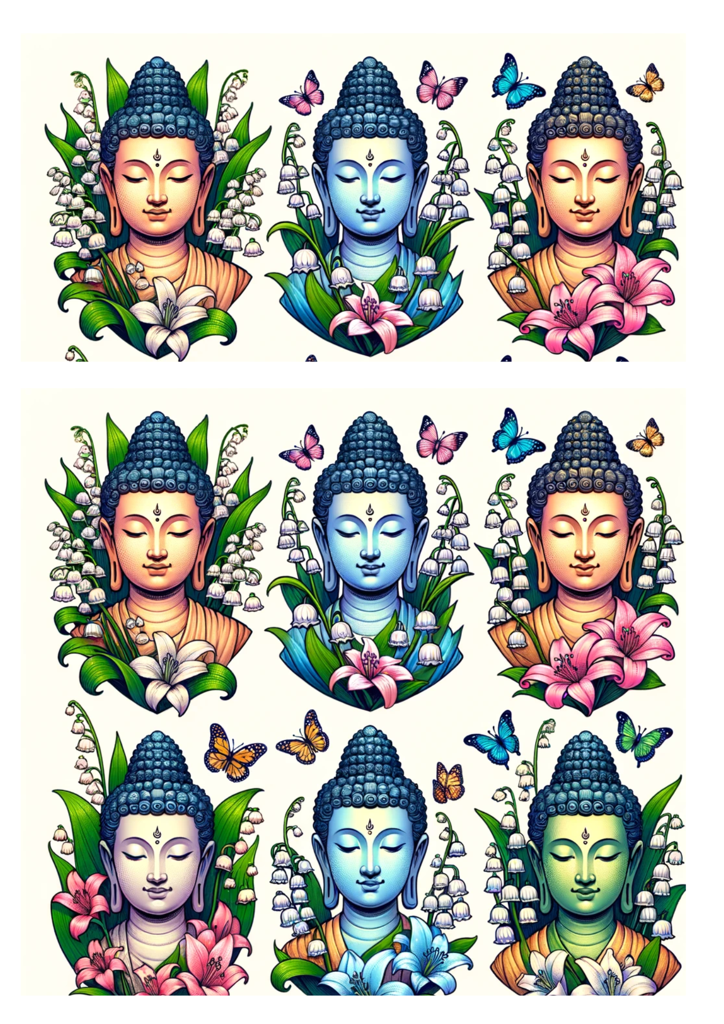 Reispapier für Decoupage Buddha in Lilien Collage Kat. Nr. 636