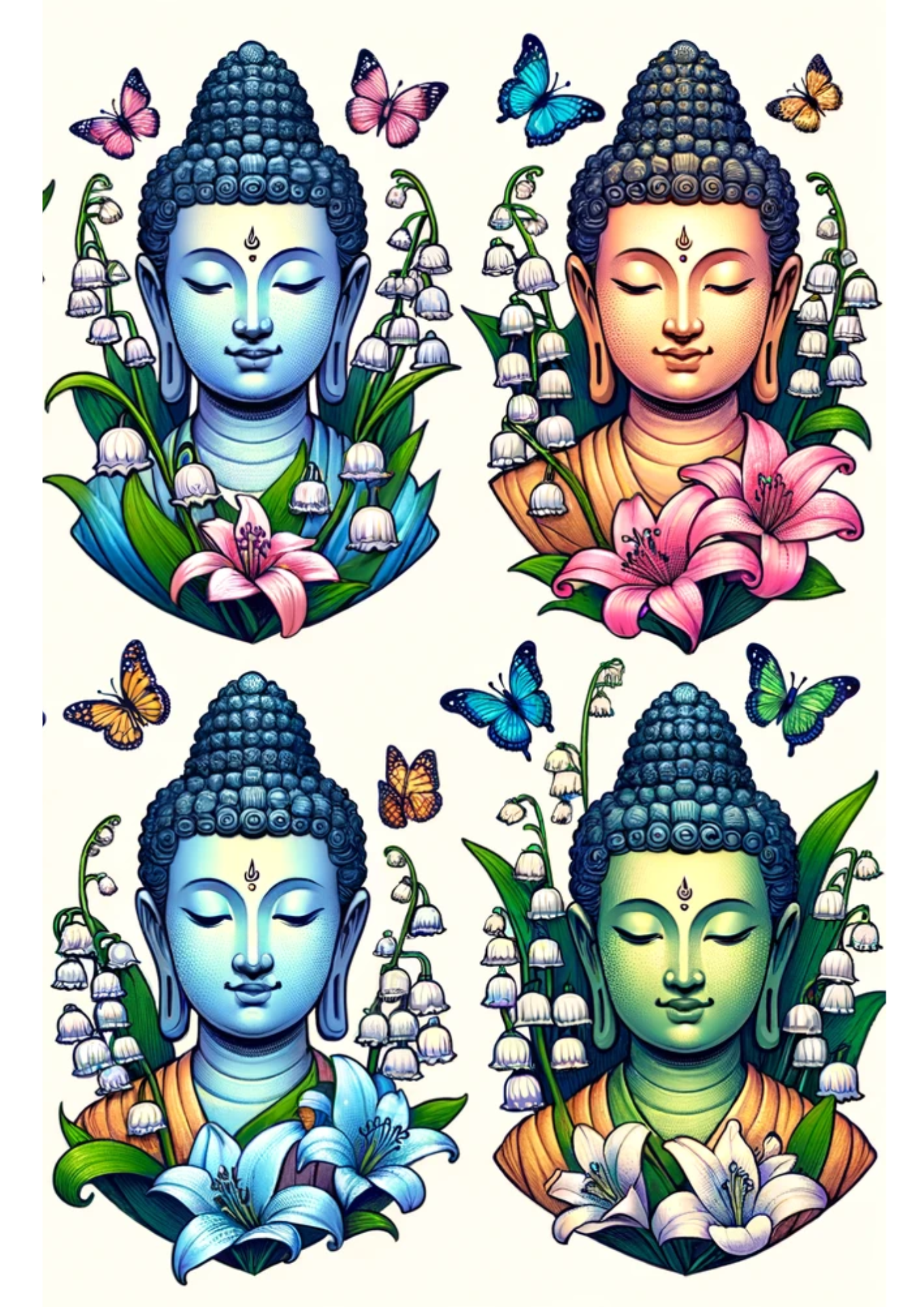Reispapier für Decoupage Buddha in Lilien Volle Kat. Nr. 637