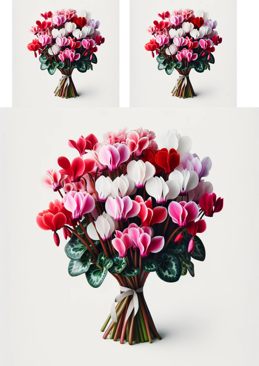 Rice Paper For Decoupage Cyclamen Bouquet Collage Cat No. 656