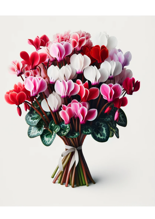 Rice Paper For Decoupage Cyclamen Bouquet Full Cat No. 657