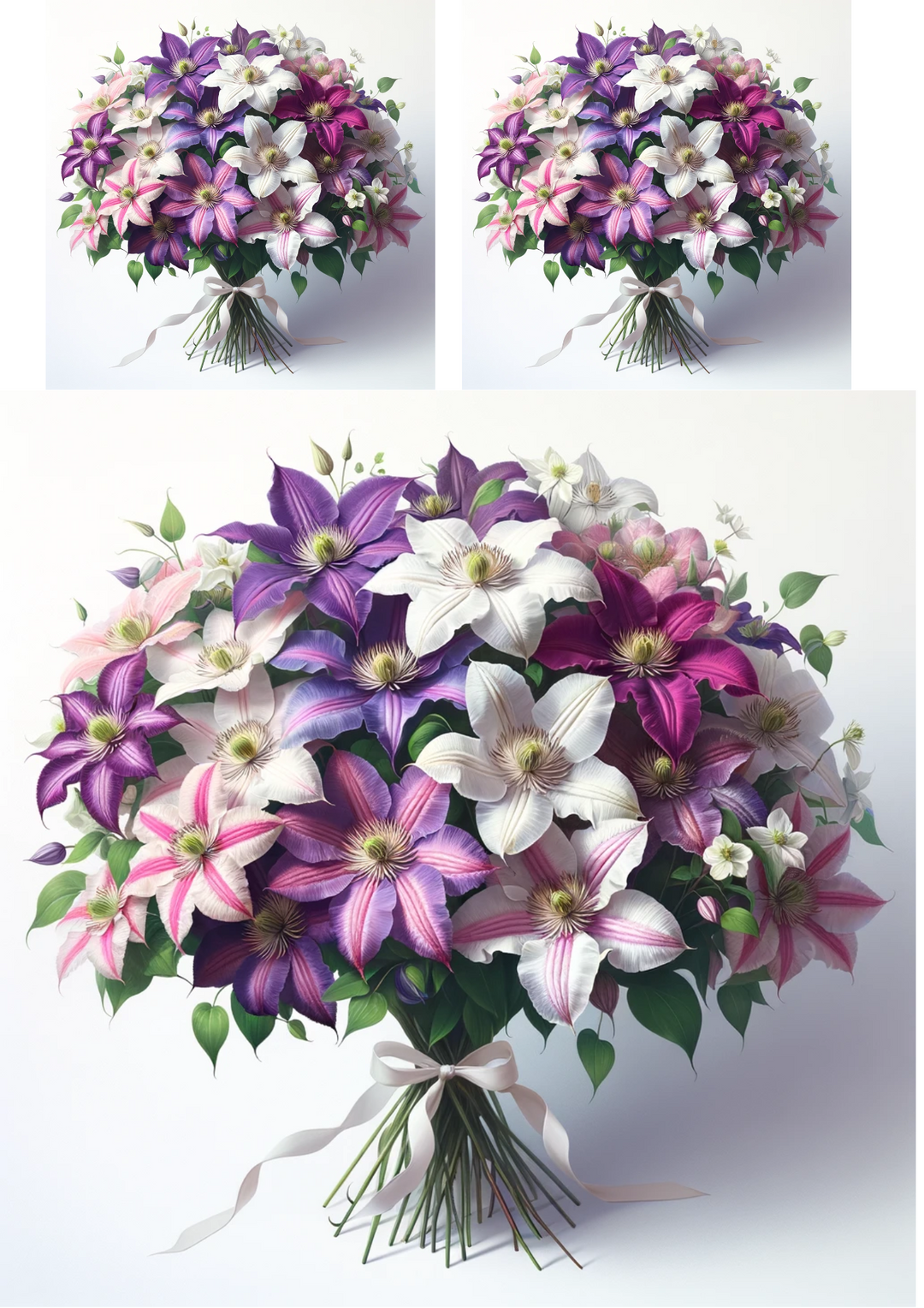 Reispapier für Decoupage-Bouquet aus Clematis-Collage, Kat. Nr. 680