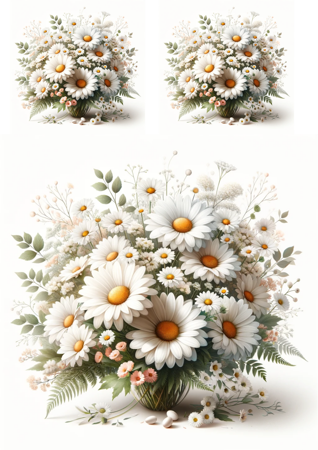 Reispapier für Decoupage-Collage mit Gänseblümchen-Strauß, Kat. Nr. 726