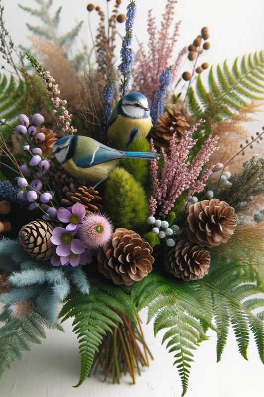 Rice Paper For Decoupage Winter Bouquet Blue Titmice Full Cat No. 453