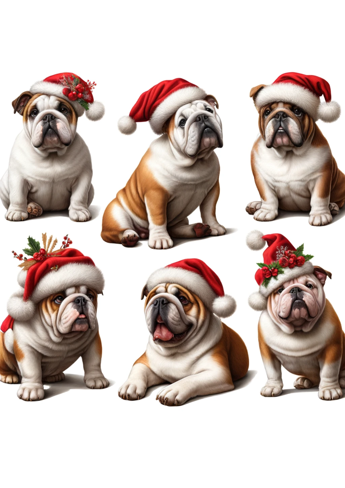 Reispapier für Decoupage, Bulldogge mit Weihnachtsmütze, vollständige Kat.-Nr. 2958