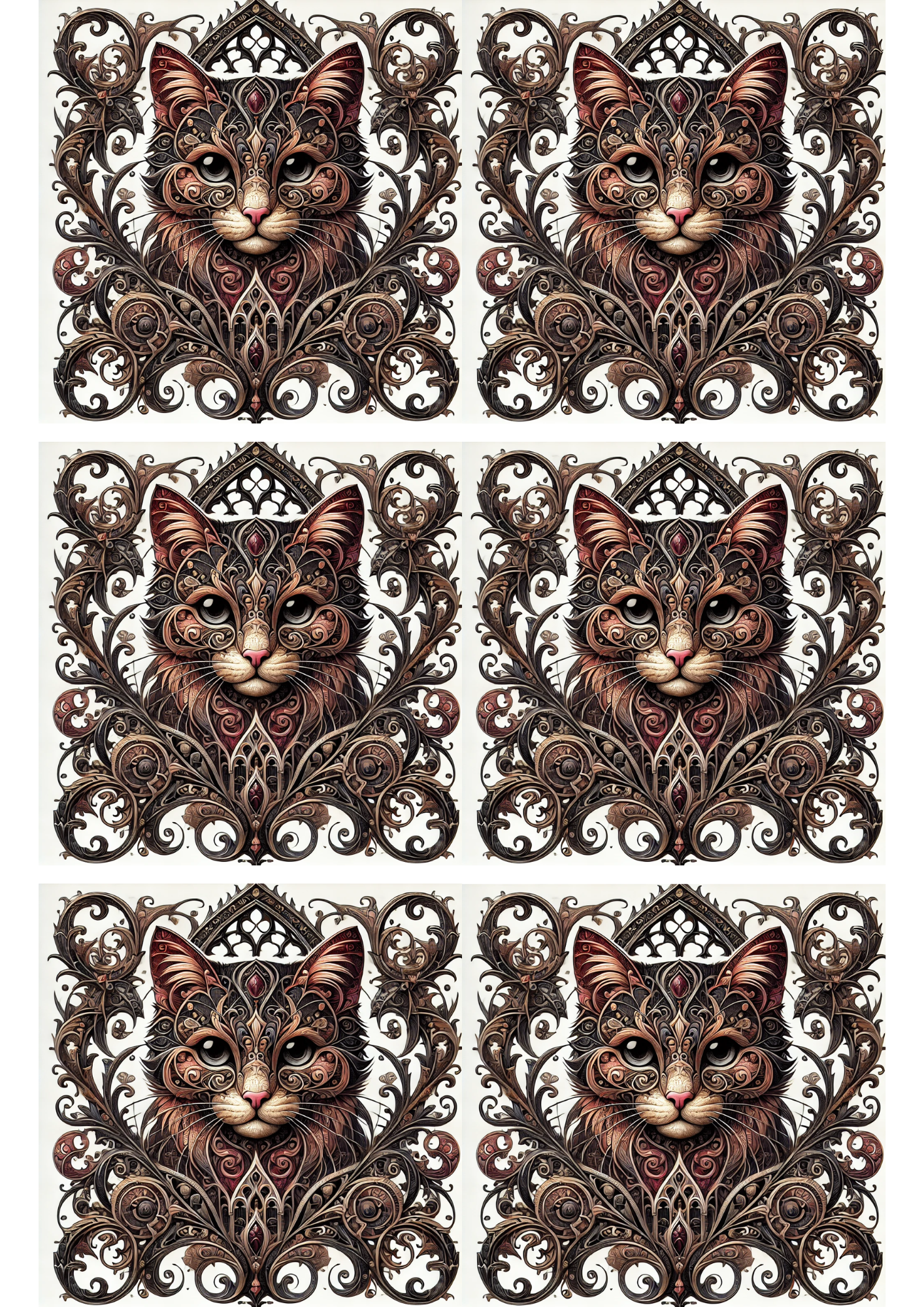 Reispapier für Decoupage Katze Gothic Style Collage Kat. Nr. 1702
