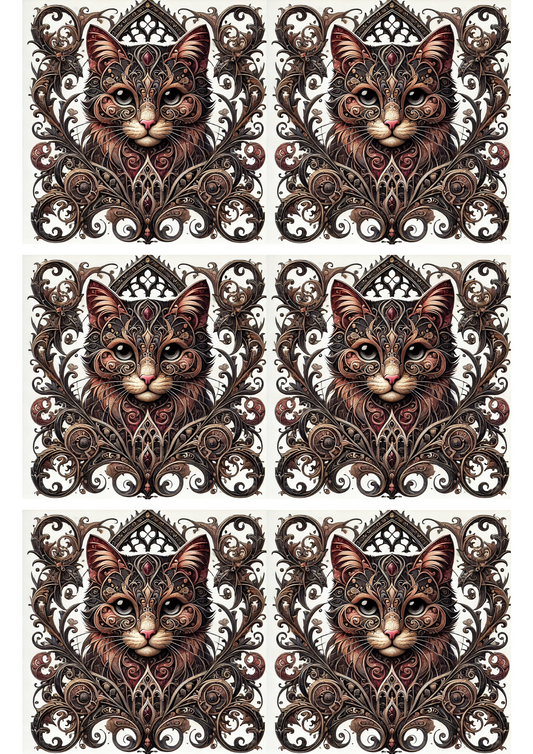 Reispapier für Decoupage Katze Gothic Style Collage Kat. Nr. 1702