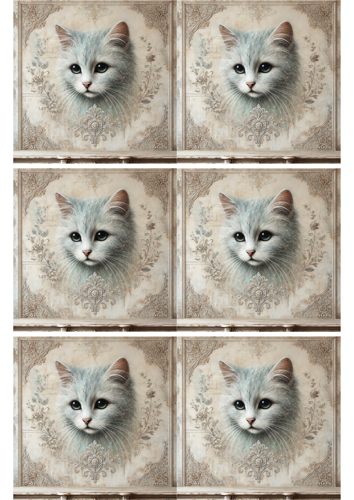 Reispapier für Decoupage Katze Shabby Chic Collage Kat. Nr. 1783