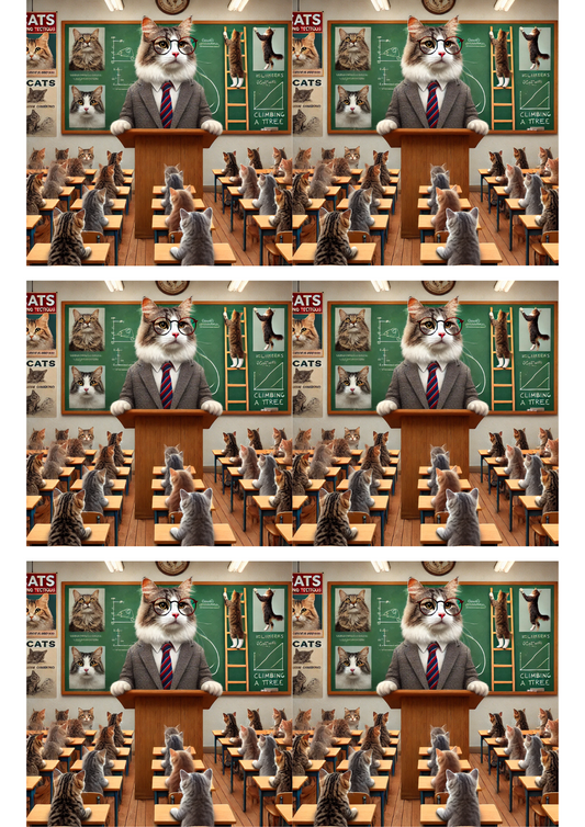 Reispapier für Decoupage, Katzenlehrerin unterrichtet kleine Kätzchen, Collage, Kat. Nr. 2807