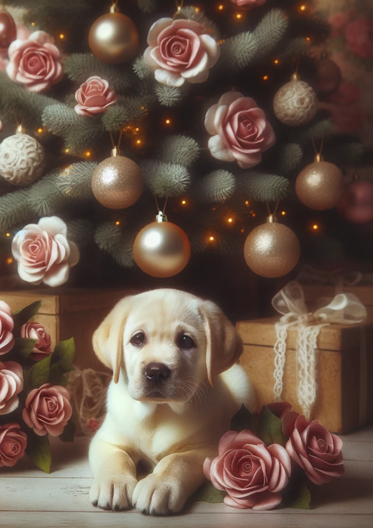 Reispapier für Decoupage Labrador Weihnachtsbaum Vollkatze Nr. 756
