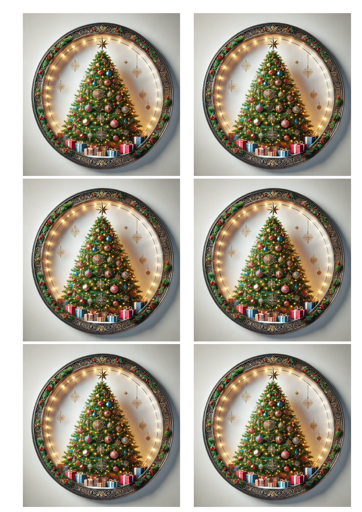 Rice Paper for Decoupage Christmas Tree Ovals Collage Cat. No. 1496