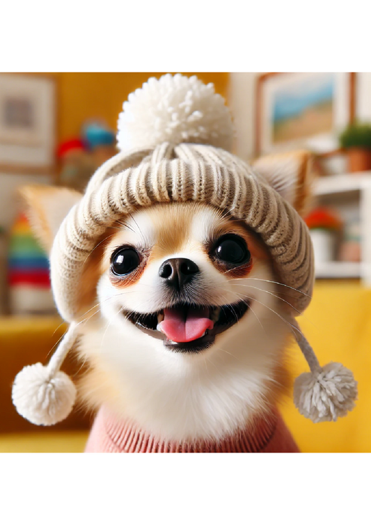Reispapier für Decoupage Chihuahua-Hund mit Wintermütze, vollständige Kat.-Nr. 2564