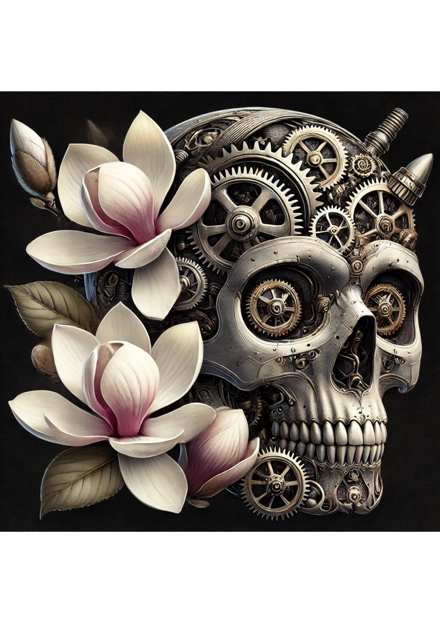 Reispapier für Decoupage, Totenkopf und Magnolien, Steampunk, vollständige Kat.-Nr. 2812