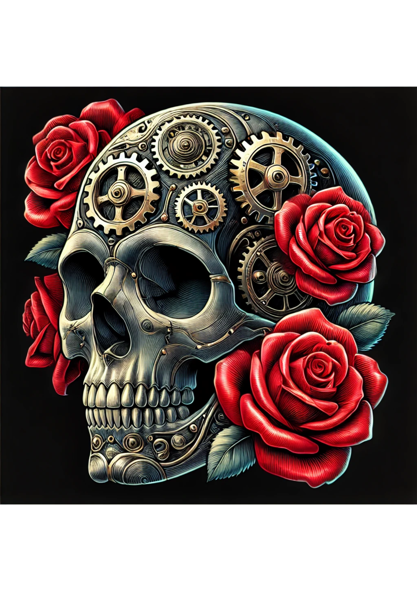 Reispapier für Decoupage Totenkopf und Rosen Steampunk Full Kat. Nr. 2814