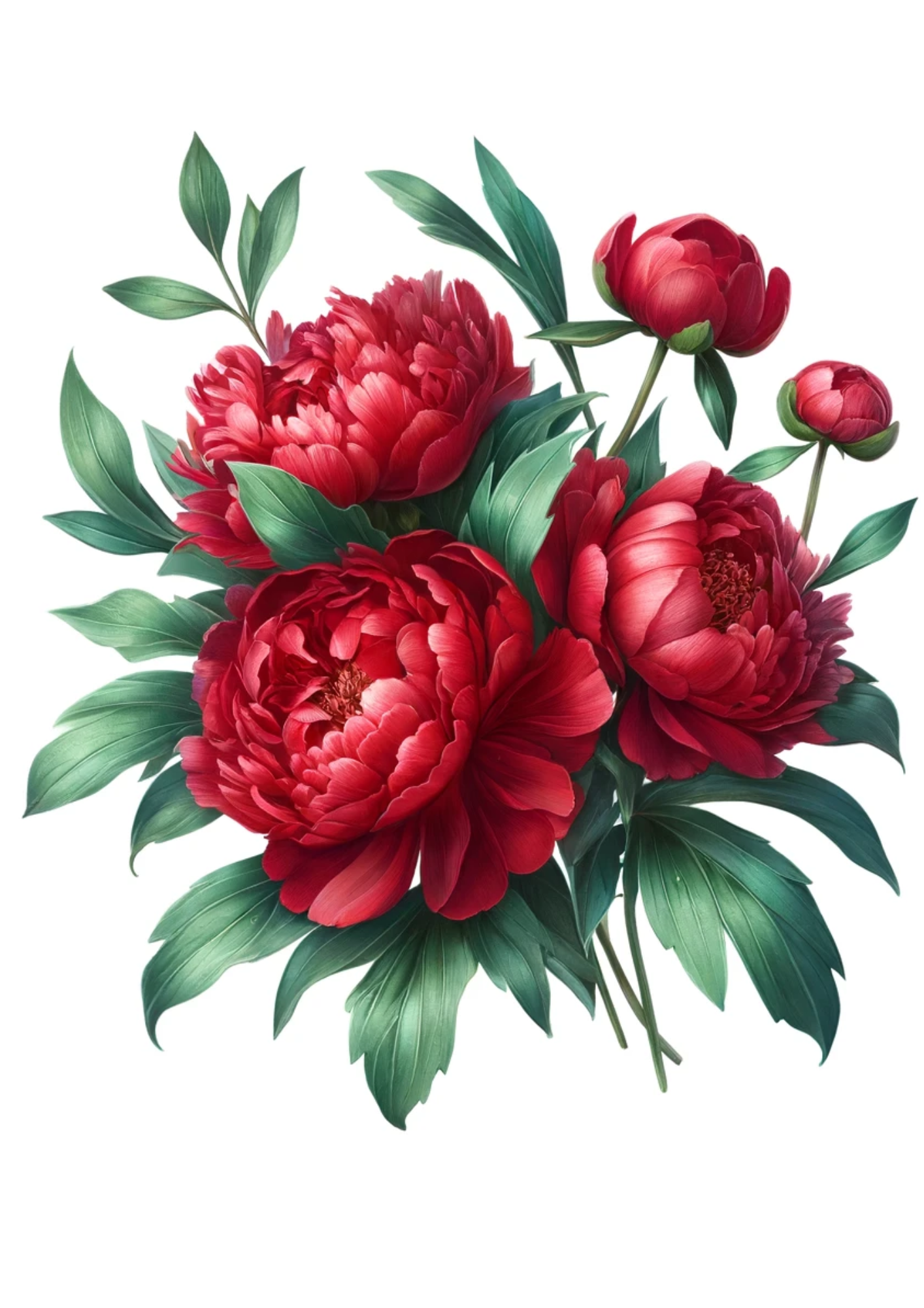 Rice Paper For Decoupage Red Peonies Full Cat No. 1026