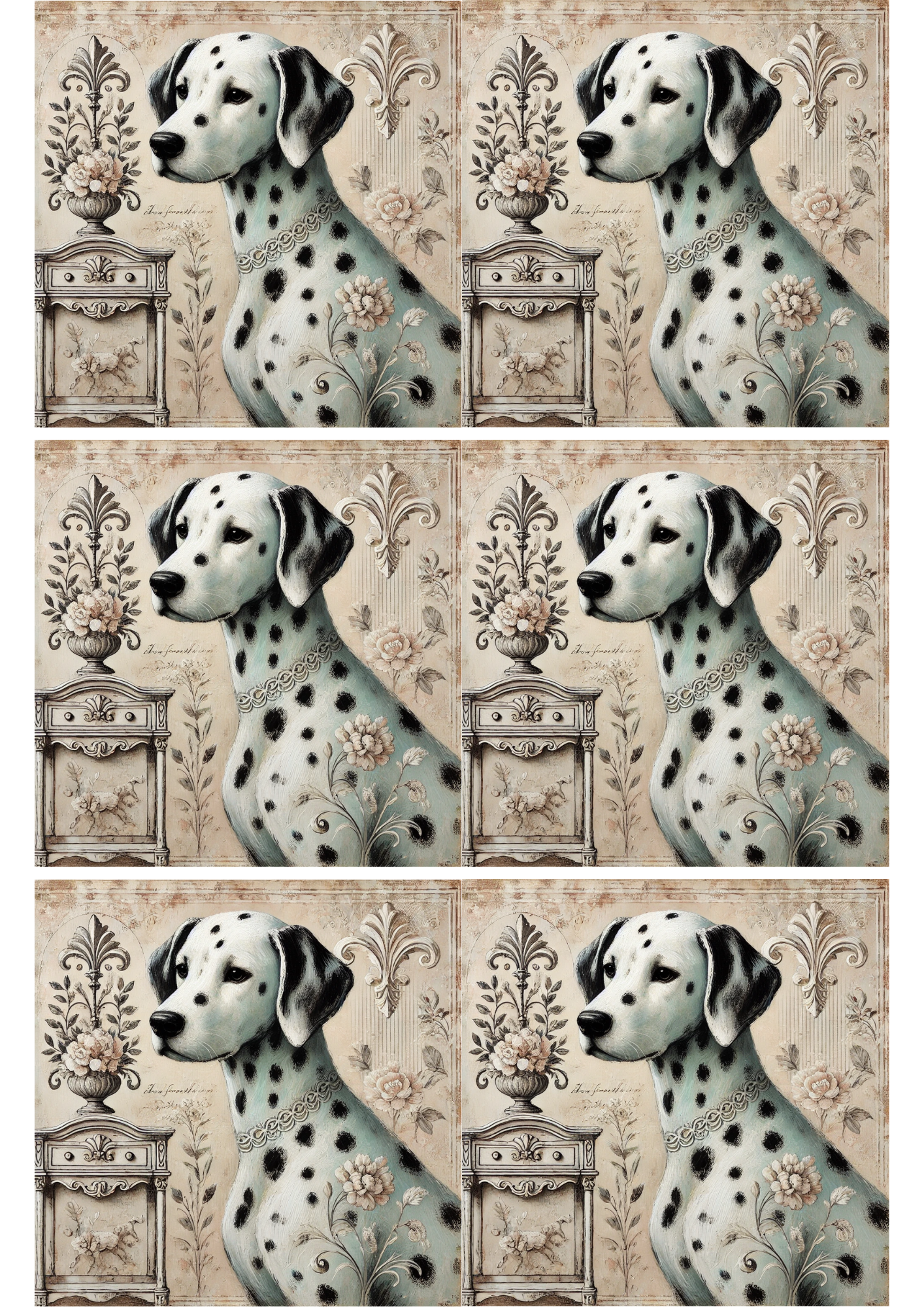 Reispapier für Decoupage Dalmatiner-Hundecollage Kat. Nr. 1807
