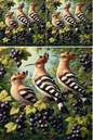 Rice Paper For Decoupage Hoopoe On Black Currant Collage Cat. No. 515