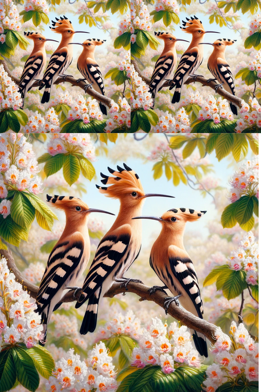 Rice Paper For Decoupage Hoopoe In A Nest On A Chestnut Tree Collage Cat. No. 517