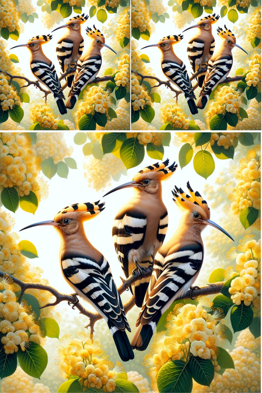 Rice Paper for Decoupage Hoopoe on a Blooming Linden Tree Collage Cat. No. 527