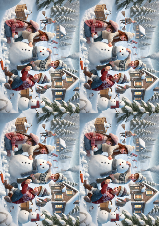 Reispapier für Decoupage Kinder machen Schneemann realistische Collage Kat. Nr. 1510