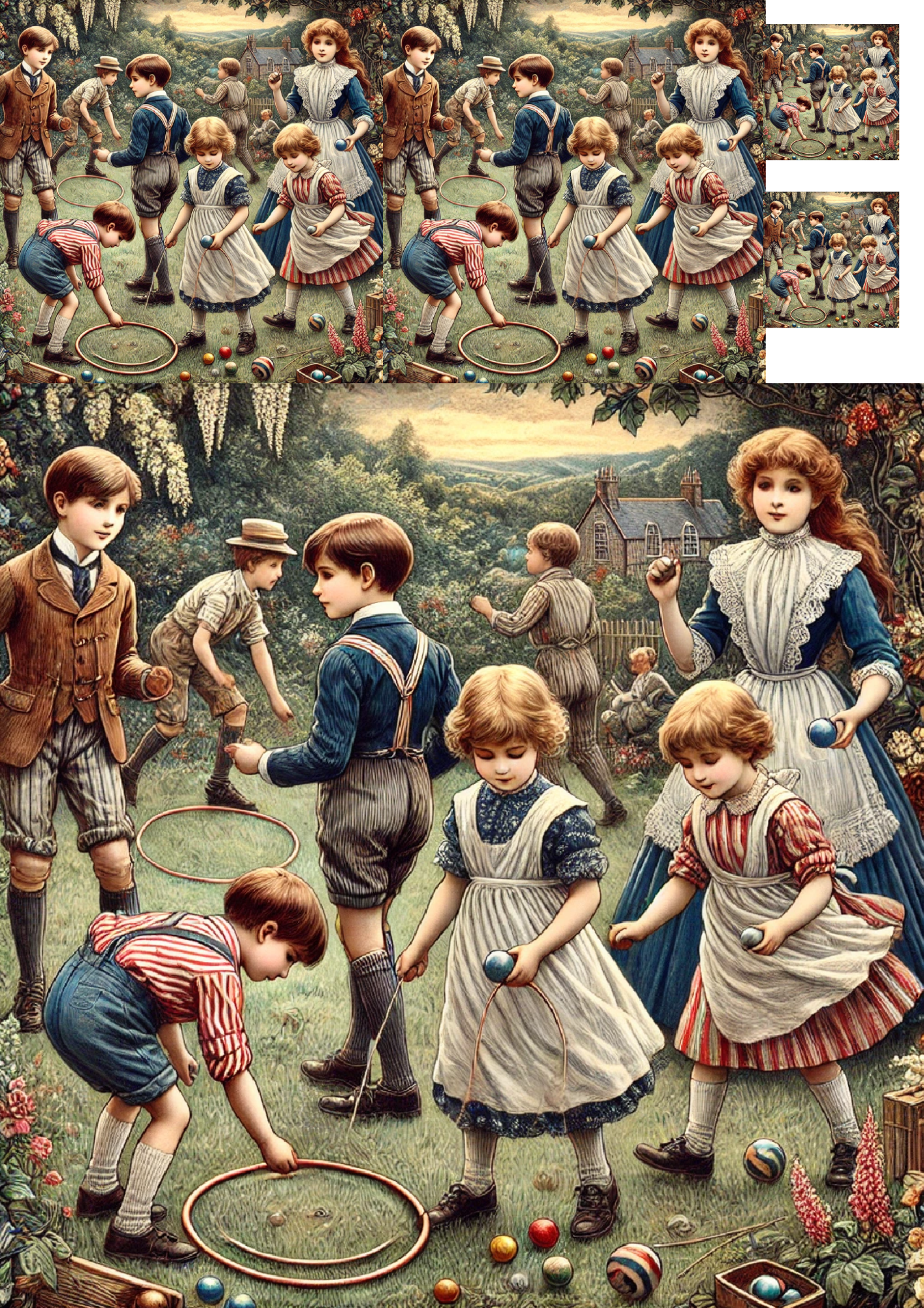 Reispapier für Decoupage-Collage „Kinder im viktorianischen Zeitalter“ Kat. Nr. 1273