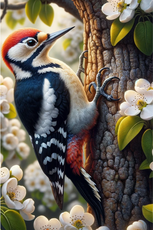 Reispapier für Decoupage Specht auf einem Birnbaum Kat. Nr. 116