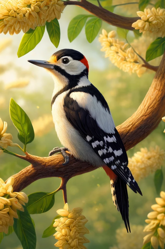 Rice Paper For Decoupage Woodpecker On Sandalwood Full Cat. No. 538