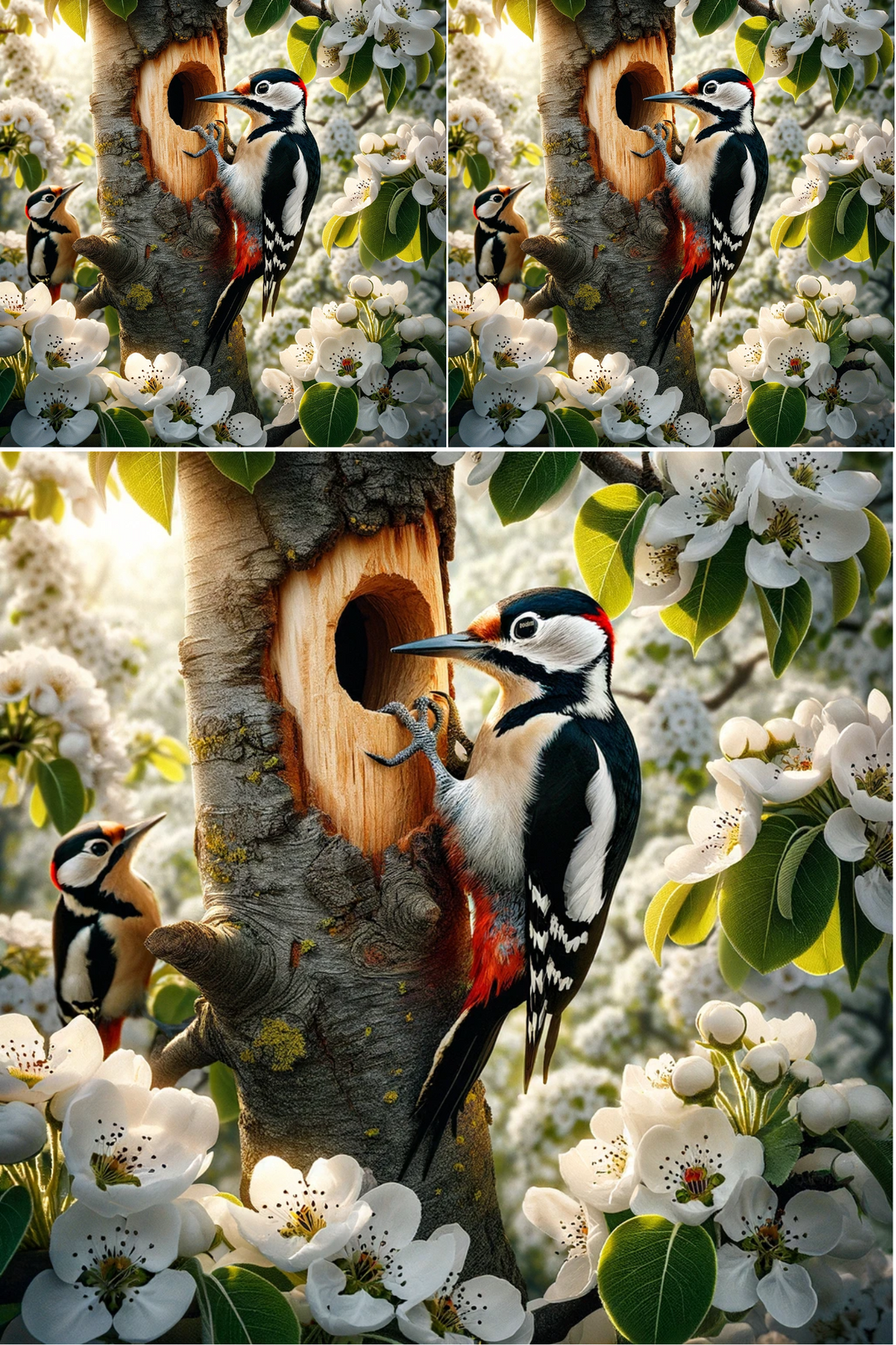 Reispapier für Decoupage-Collage „Specht auf einem Birnbaum“ Kat. Nr. 549