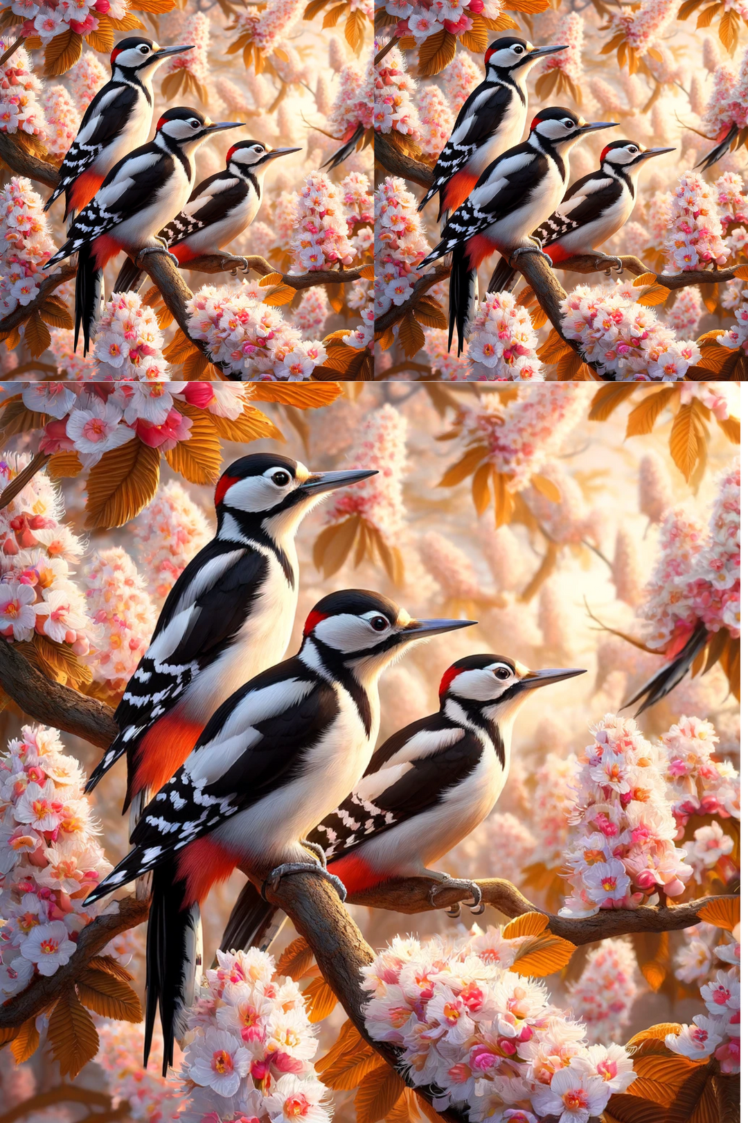Reispapier für Decoupage-Collage „Specht auf einem Kastanienbaum“ Kat. Nr. 551