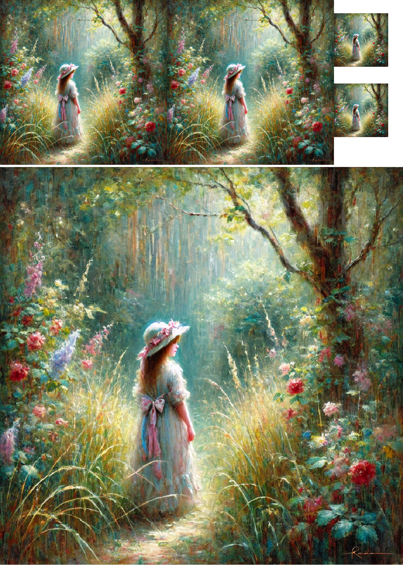 Reispapier für Decoupage, Collage „Kleines Mädchen im geheimen Garten“, Kat. Nr. 1277