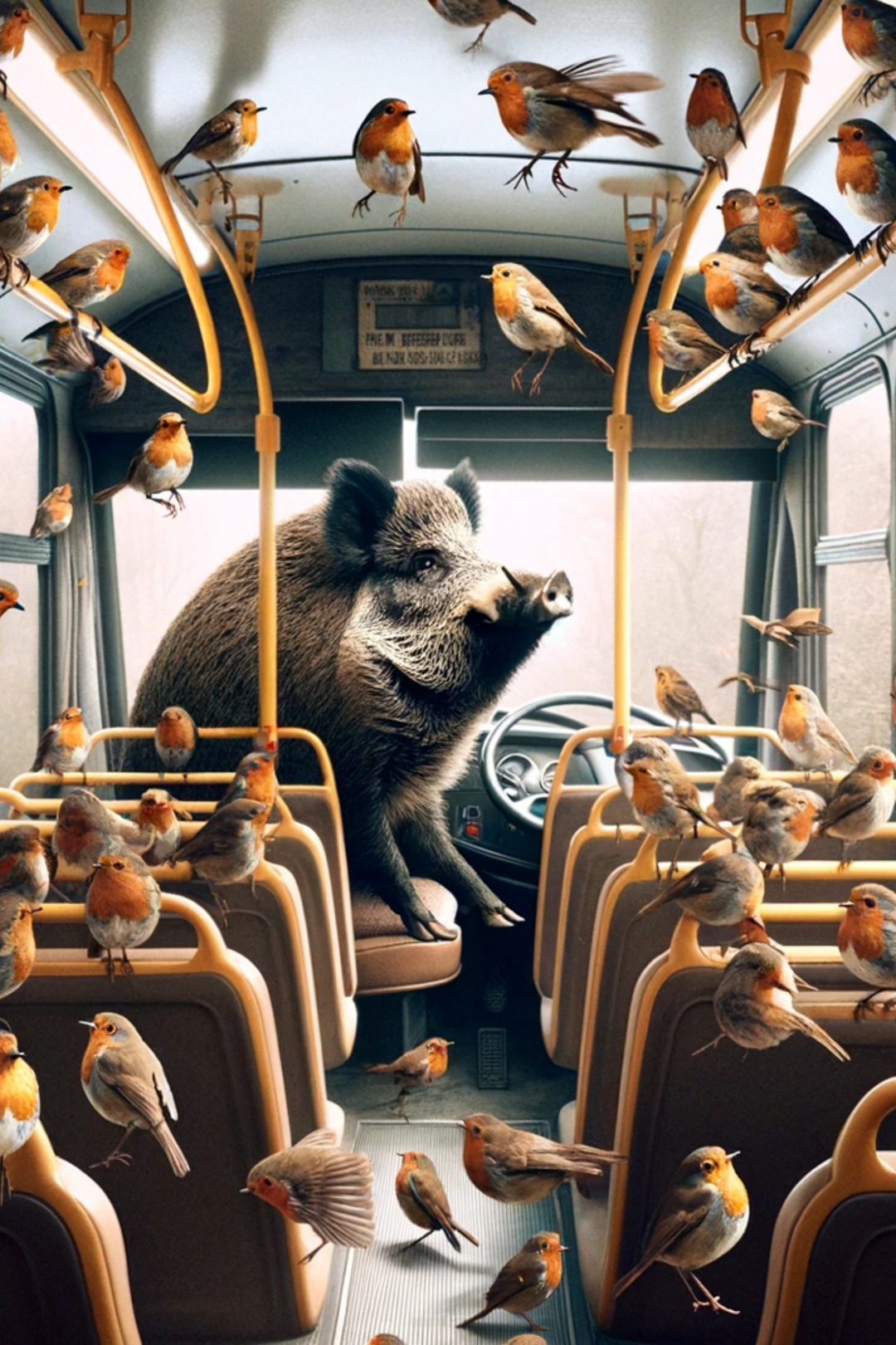Reispapier für Decoupage „Rotkehlchen im Bus“, Kat. Nr. 118