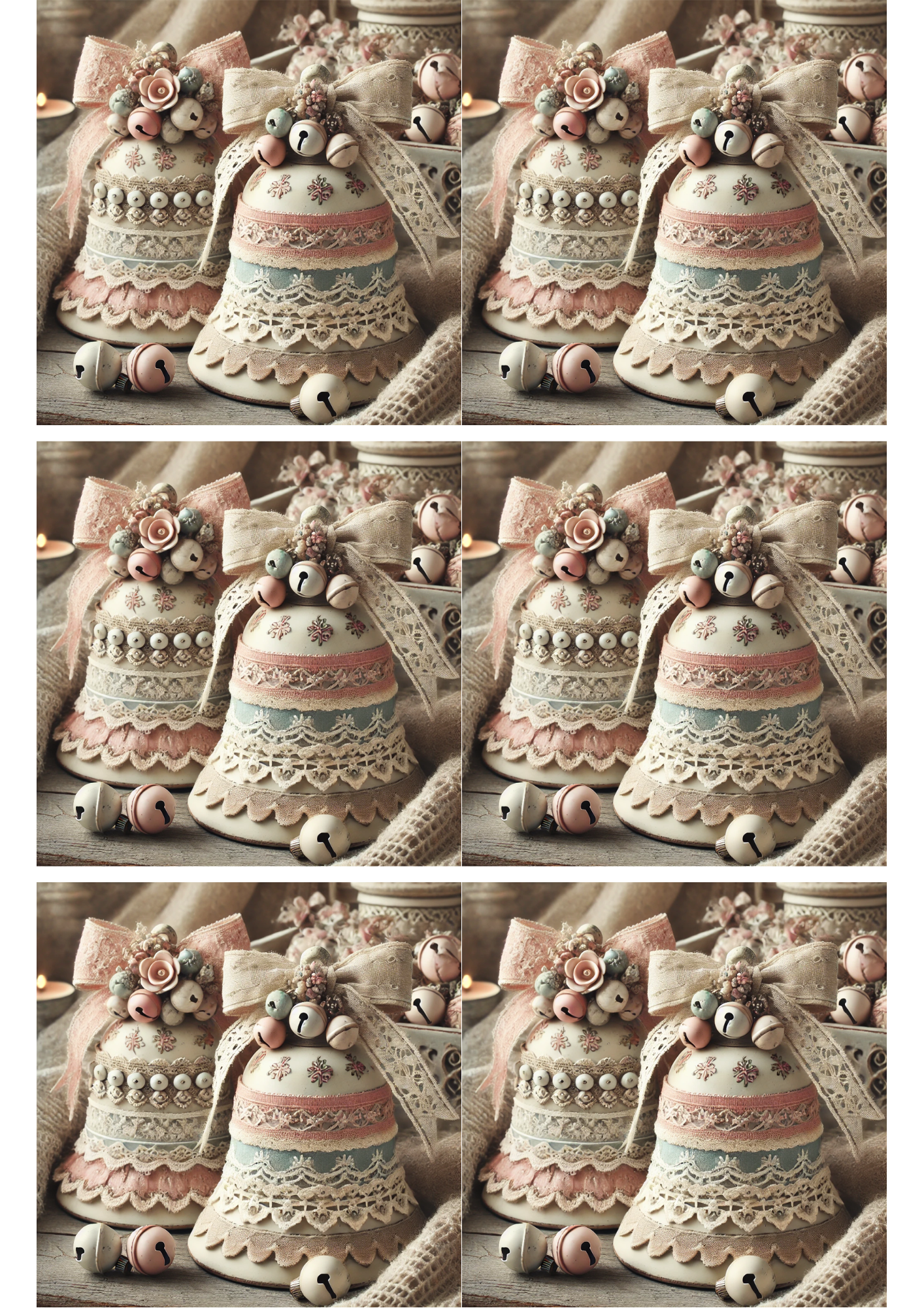 Reispapier für Decoupage-Glocken Shabby Chic Collage Kat. Nr. 1872