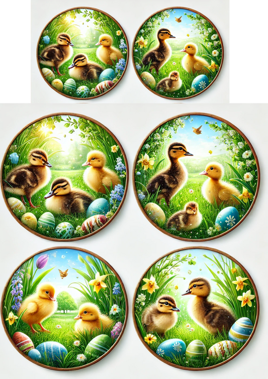 Reispapier für Decoupage Osterküken in Kreisen 2 Voll Kat. Nr. 2986