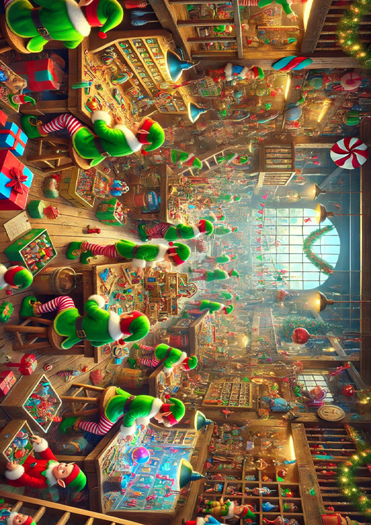 Rice Paper for Decoupage Elves Work In Toy Factory Full Cat. No. 1519