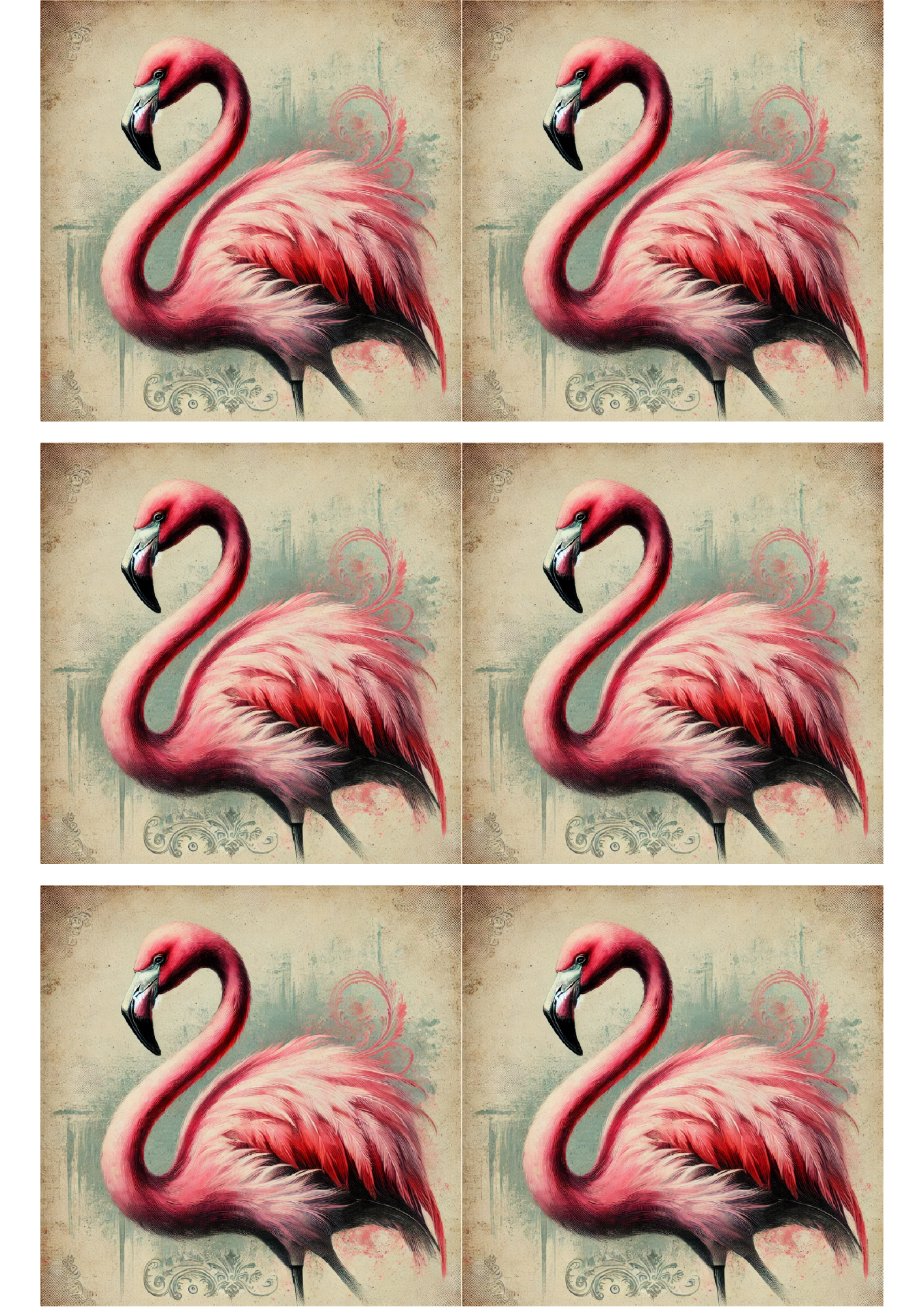 Reispapier für Decoupage Flamingo Vintage Collage Kat. Nr. 1670