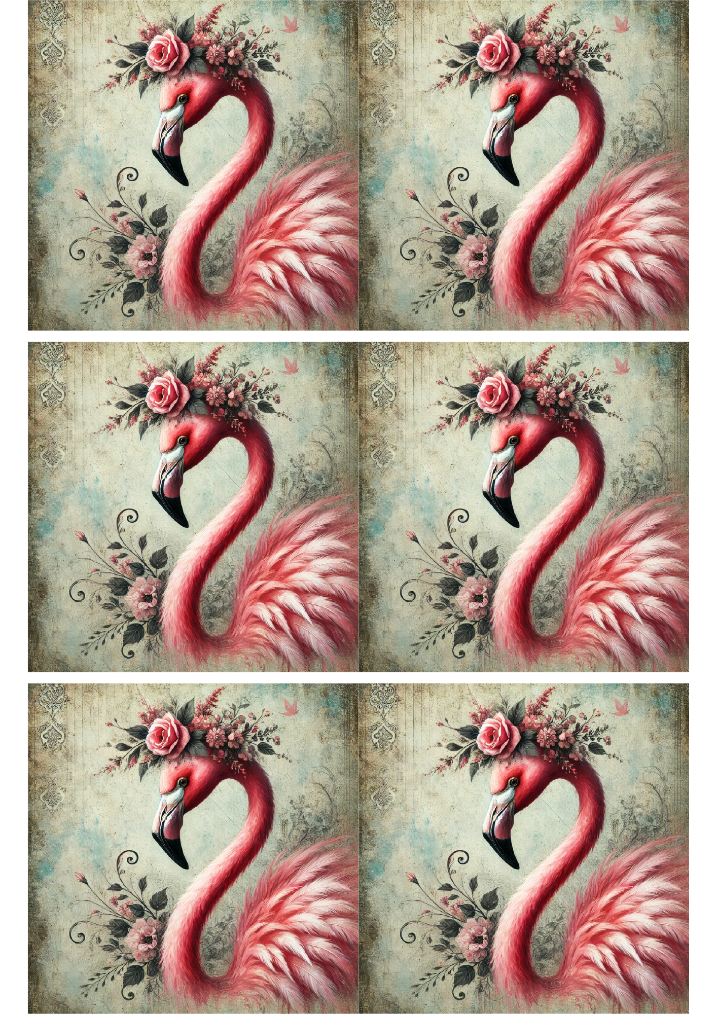 Reispapier für Decoupage Flamingo in Kranzcollage Kat. Nr. 1672