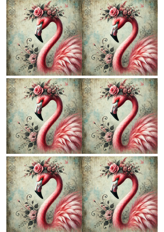 Reispapier für Decoupage Flamingo in Kranzcollage Kat. Nr. 1672