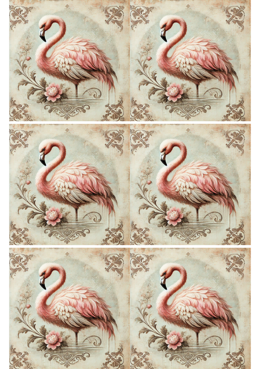 Reispapier für Decoupage Flamingo Shabby Chic Collage Kat. Nr. 1890