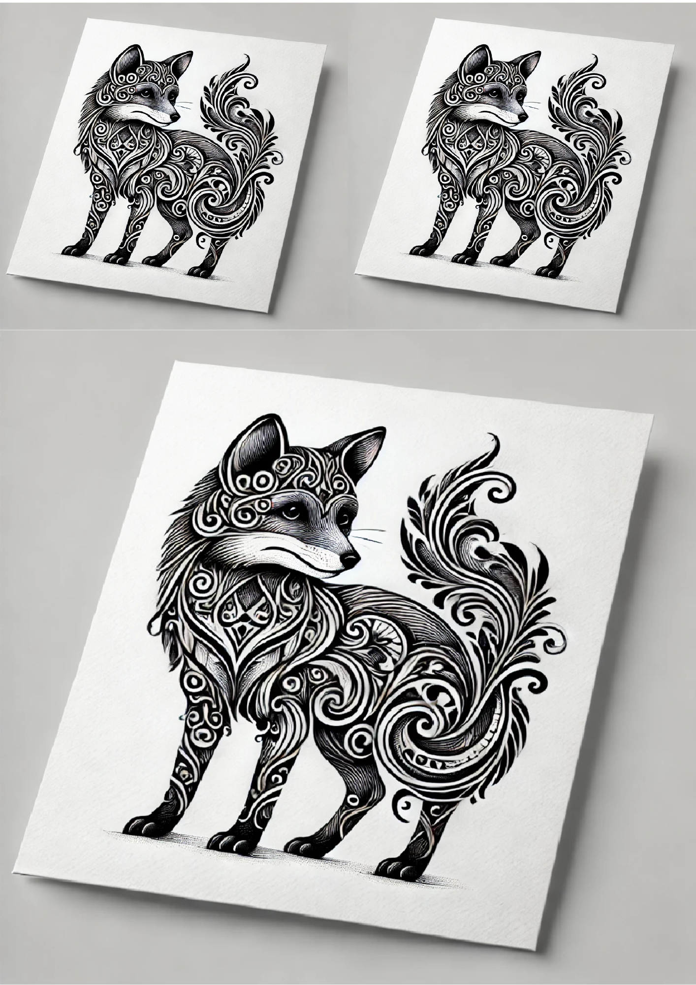 Reispapier für Decoupage-Fuchs im Gothic-Stil, Collage, Kat.-Nr. 1433