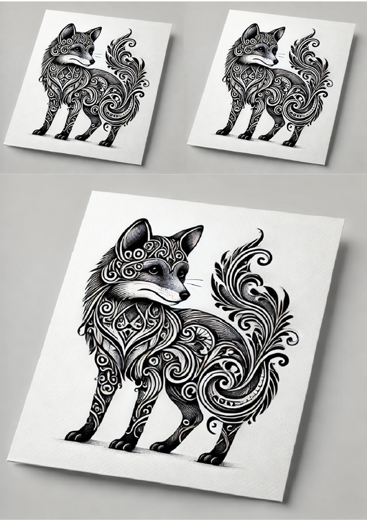 Reispapier für Decoupage-Fuchs im Gothic-Stil, Collage, Kat.-Nr. 1433